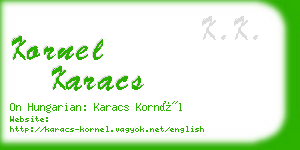 kornel karacs business card